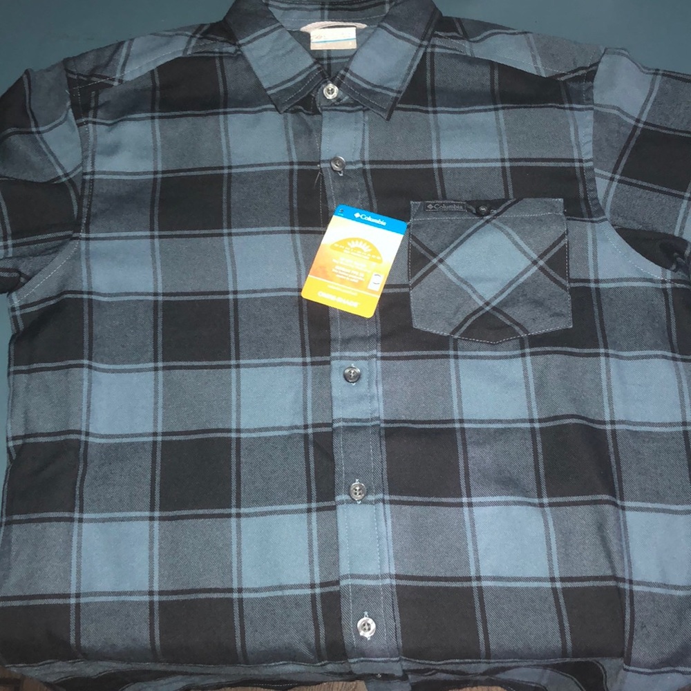 Brand New Columbia Small Blue/Black Flannel